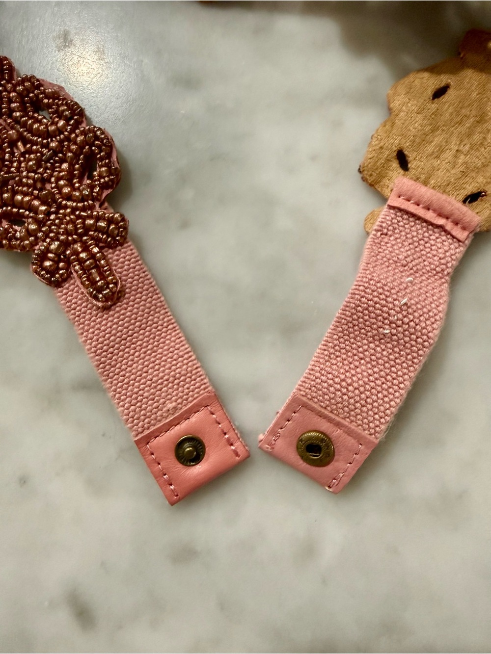 Anthropologie Pink Beaded Stretch Waist Belt | Boho Floral Statement Belt - Picture 5 of 6